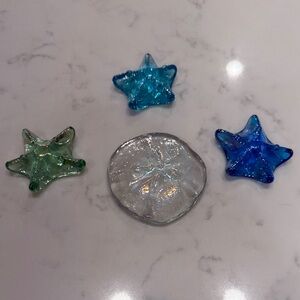 Colorful Glass Starfish and Sand Dollar Set